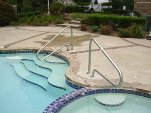 Pool handrails installed